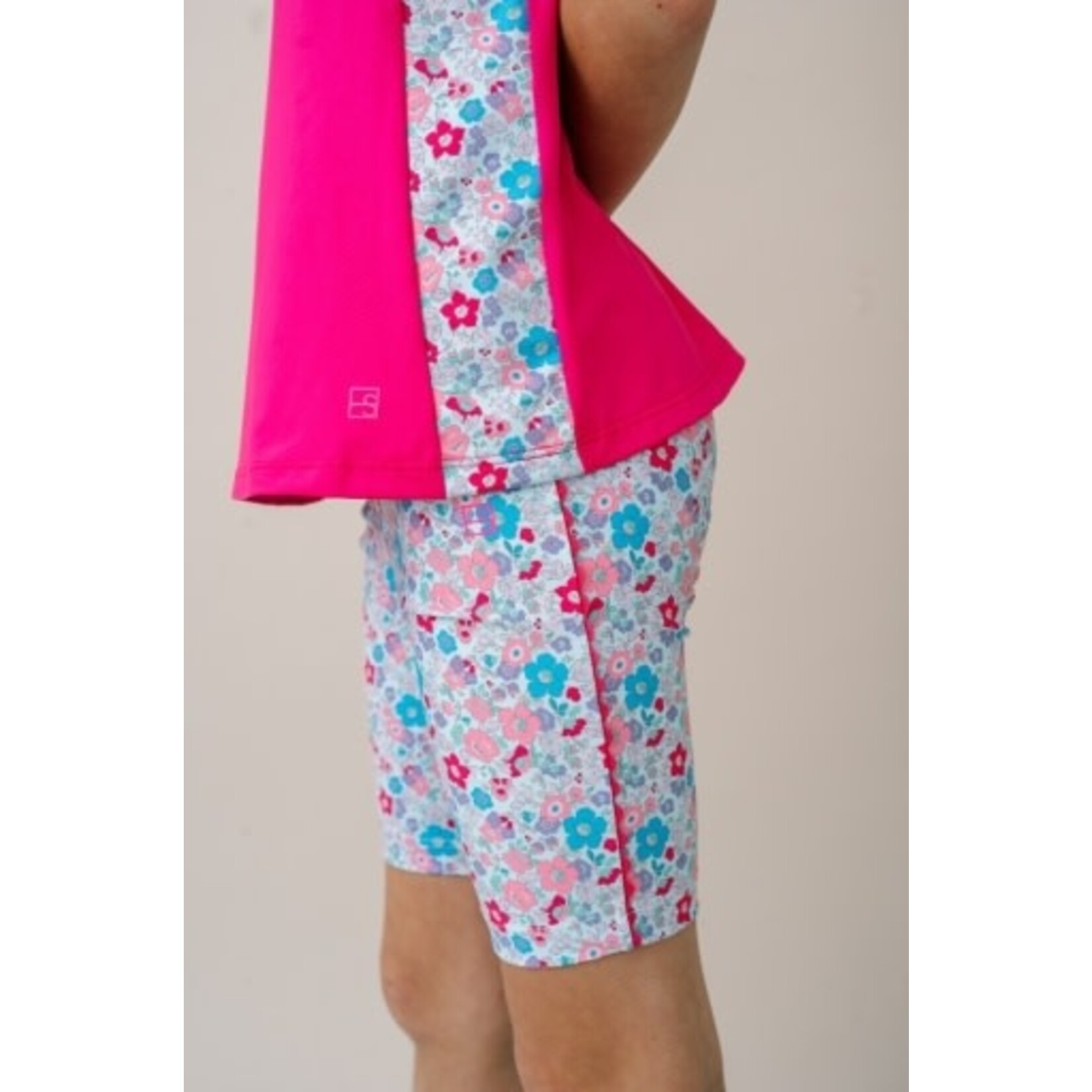 POWER PINK ATHLEISURE WITH BLOOMBERRY FLORAL CUSTOM PRINT SIDES AND WELTING