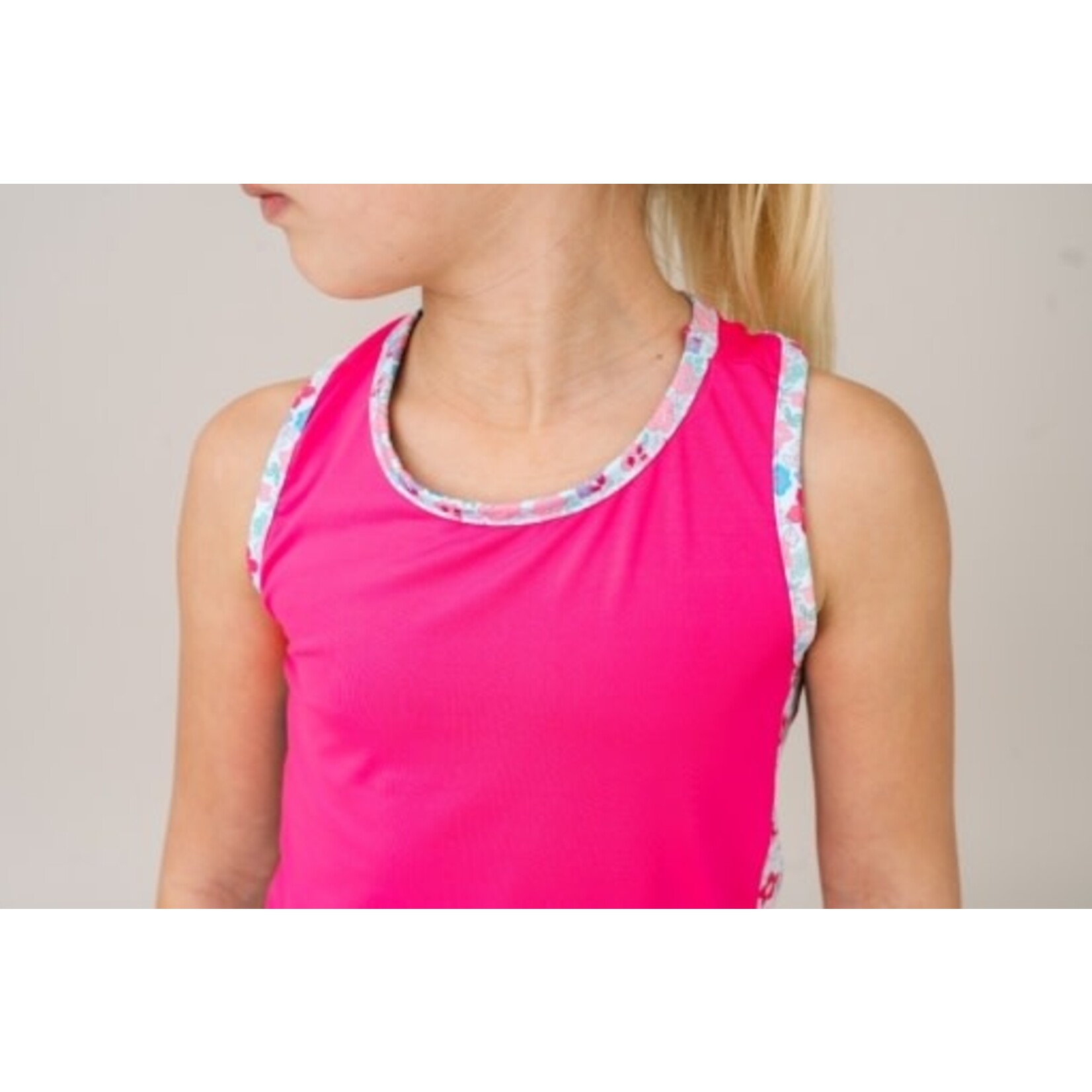 POWER PINK ATHLEISURE WITH BLOOMBERRY FLORAL CUSTOM PRINT SIDES AND WELTING