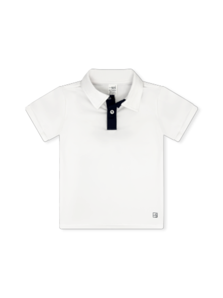 PURE COCONUT WHITE ATHLEISURE WITH AUGUSTA GREEN PLACKET AND SLEEVE WELTING