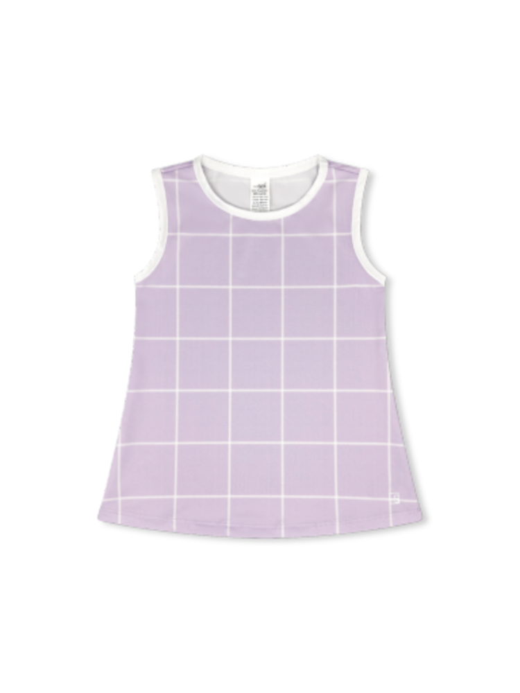 PETAL PURPLE WILLINGTON WINDOWPANE CUSTOM PRINT IN ATHLEISURE WITH PURE COCONUT WHITE WELTING