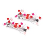 Lilies & Roses Fat Bow Pink/Red Hearts Hair Clip