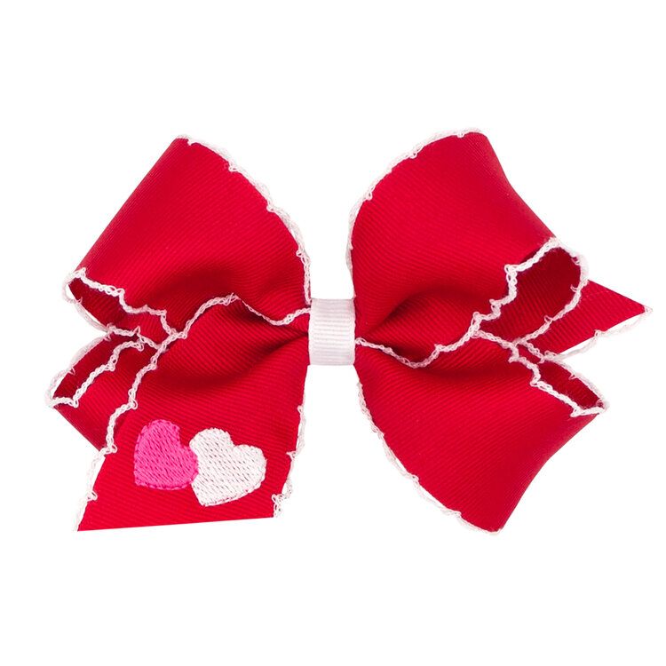 Wee Ones Double Heart Moonstitch Emb Bow