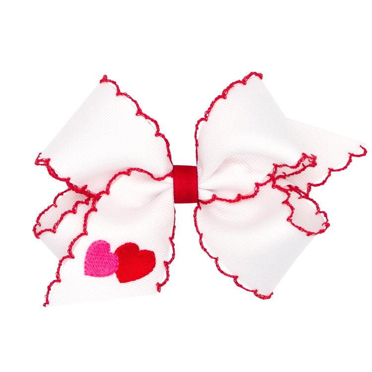 Wee Ones Double Heart Moonstitch Emb Bow