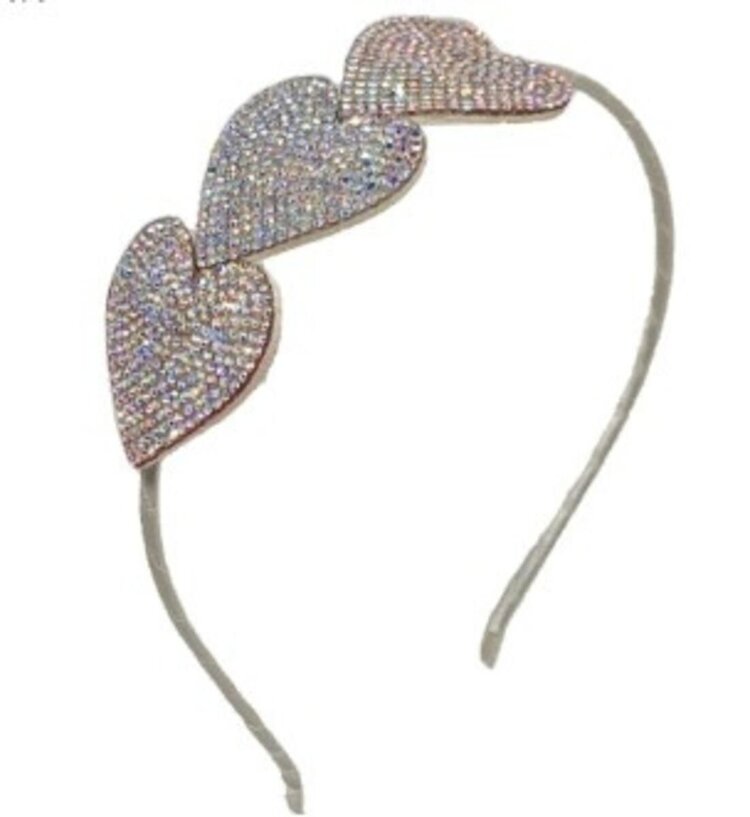 Bari Lynn Crystal 3 Heart Headband