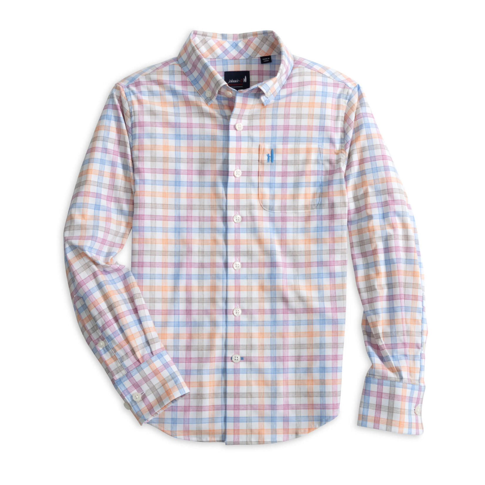 Johnnie-O Scull Tahitian Check LS Polo Shirt