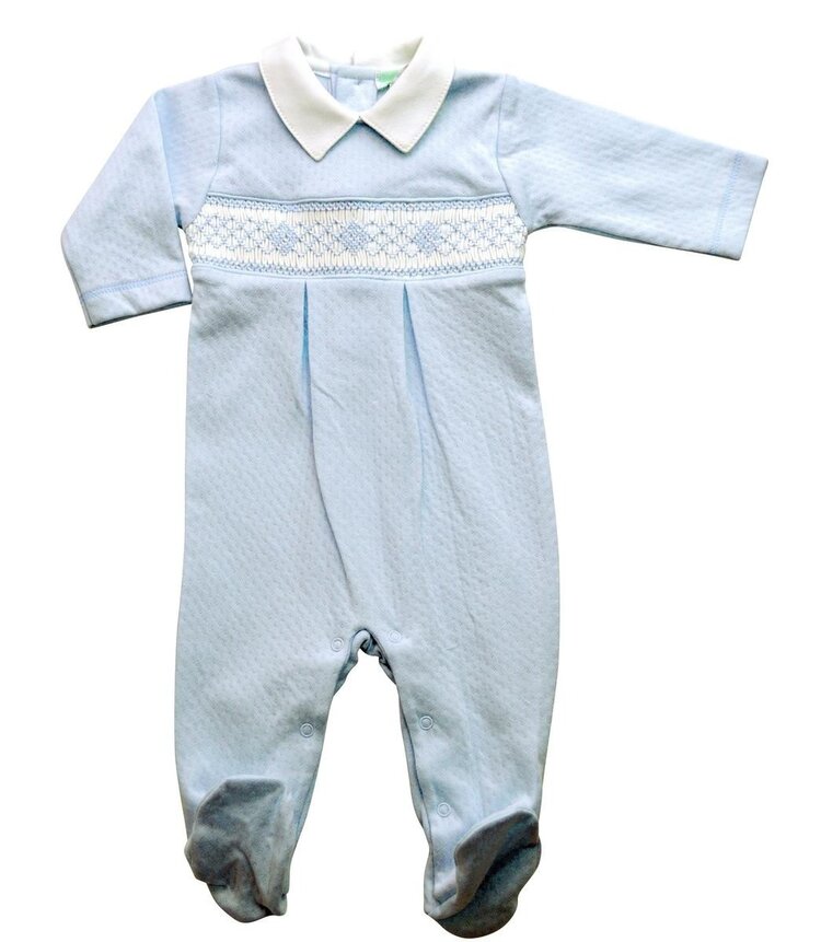 Baby Threads Blue Smocked Sweet Baby Boy Footie