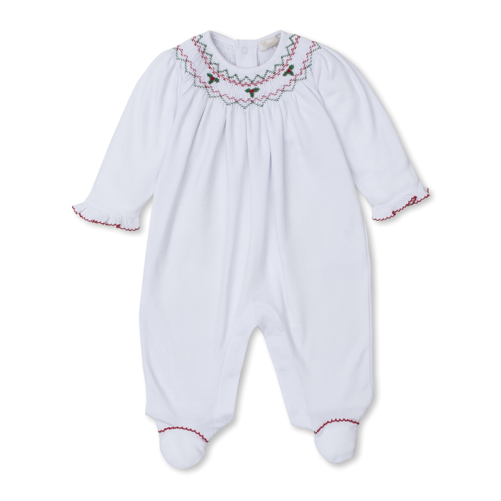 Kissy Kissy White Smocked  Holiday Footie CLBF24