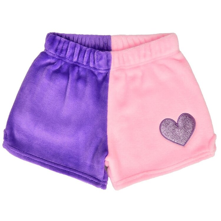 Iscream Rose Heart Color Block Plush Shorts