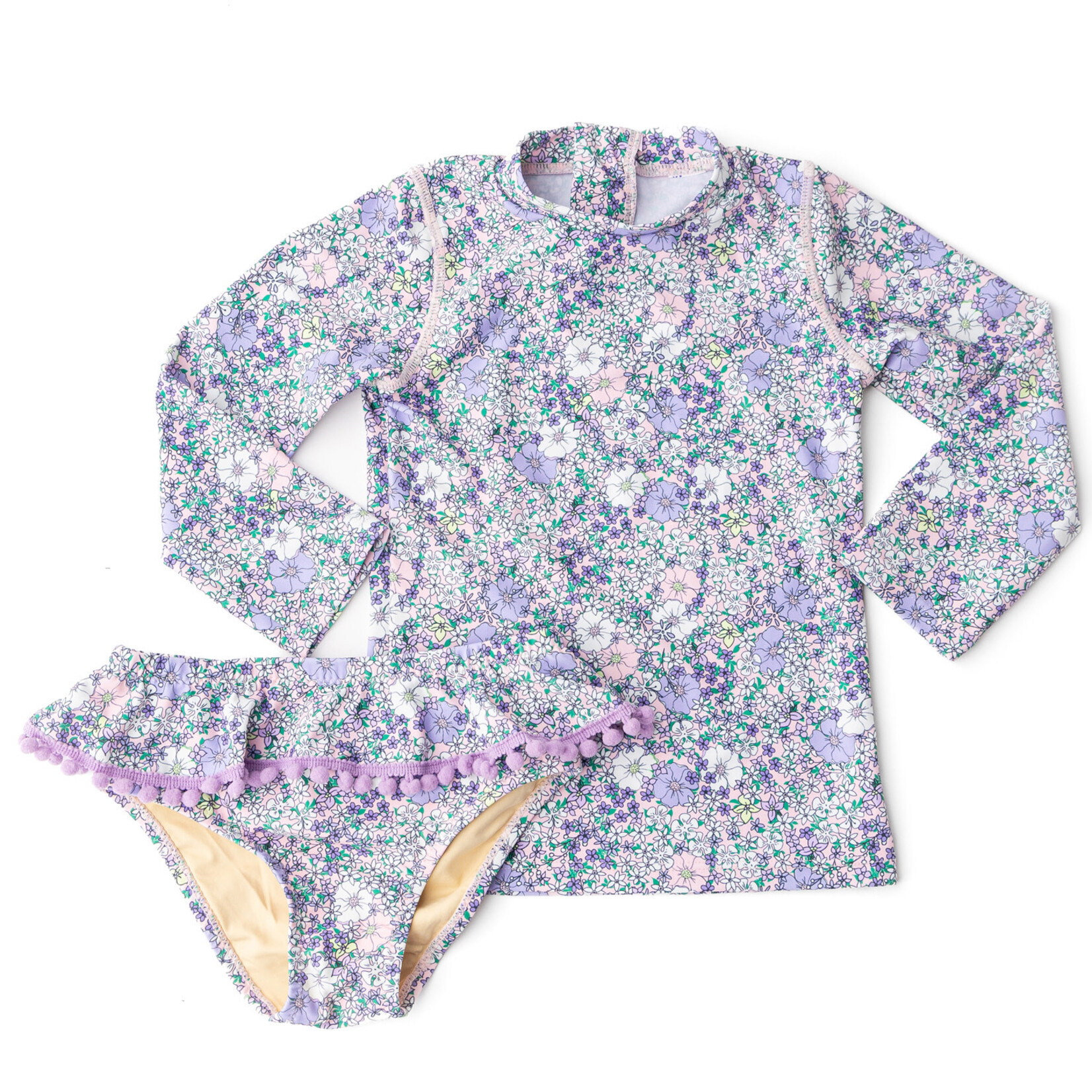 Shade Critters Purple Flower Rash Guard Set