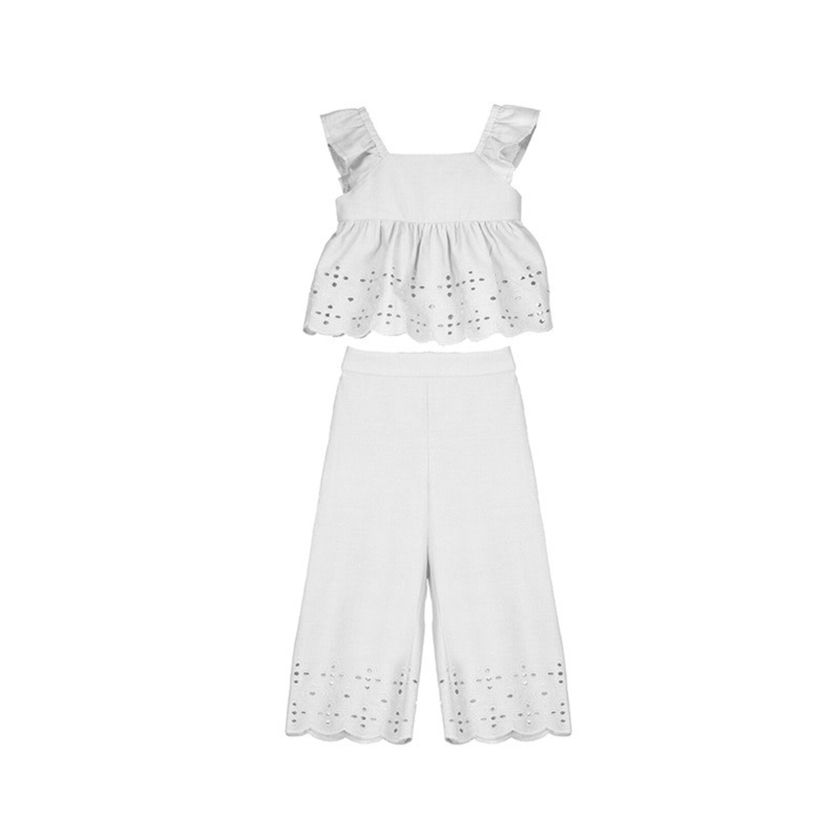 Mayoral White Eyelet Pant Set