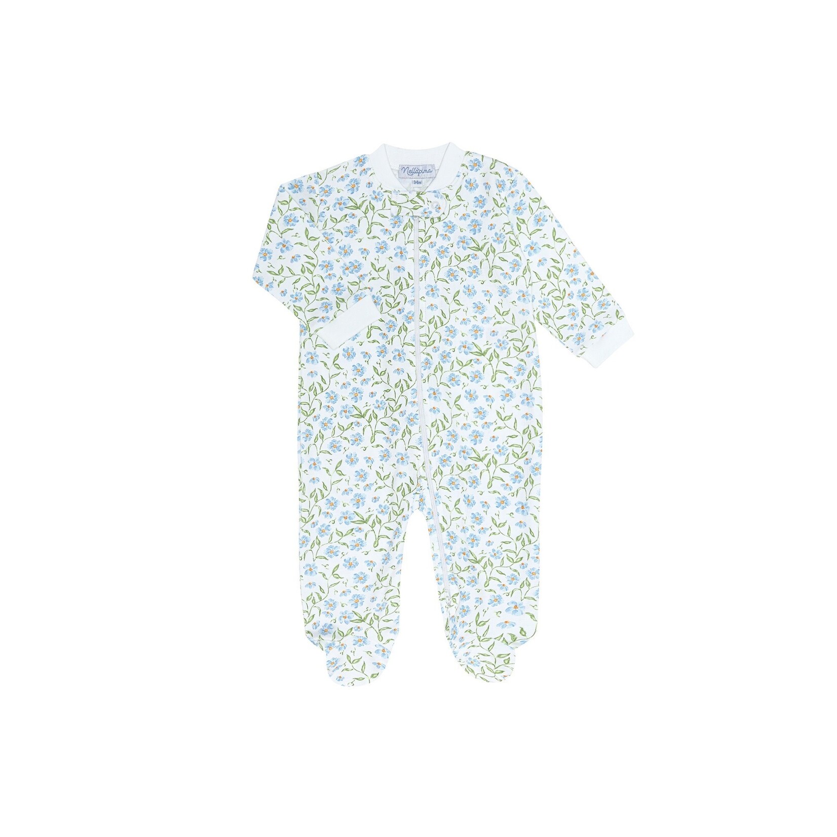 Nella Pima Blue Vines Zip Footie