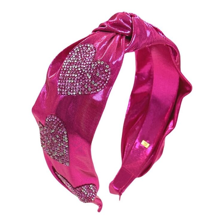 Bari Lynn Crystal HEart Metallic Knot HEadband
