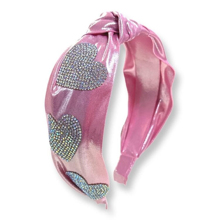 Bari Lynn Crystal HEart Metallic Knot HEadband