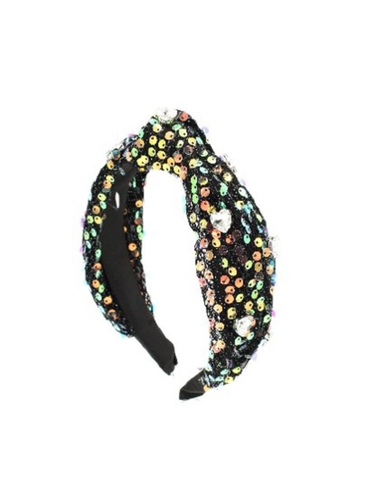 Bari Lynn Sequin Jewel Heart Headband