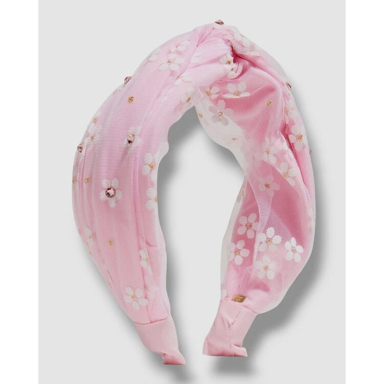 Bari Lynn Crystal Tulle Daisy Twist Headband