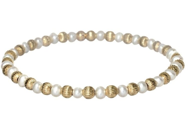 Bara Boheme Gold and Pearl Chloe Bracelet 6.5"