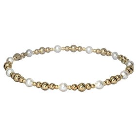 Bara Boheme Gold and Pearl Heather Bracelet 6.5"