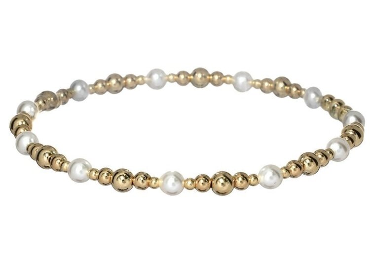 Bara Boheme Gold and Pearl Heather Bracelet 6.5"