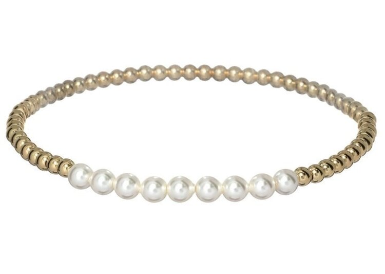 Bara Boheme Gold and Pearl Colette Bracelet 6.5"