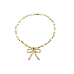 Bara Boheme Gold and Pearl Bow Bara Bracelet Bracelet 6.5"