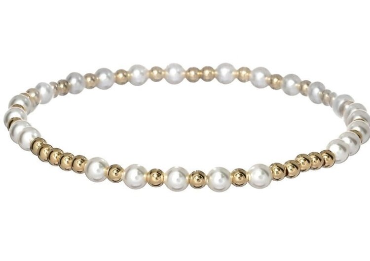 Bara Boheme Gold and Pearl Emma Bracelet 7"