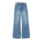 Tractr MED INDIGO WIDE LEG WITH FRAY HEM PANTS