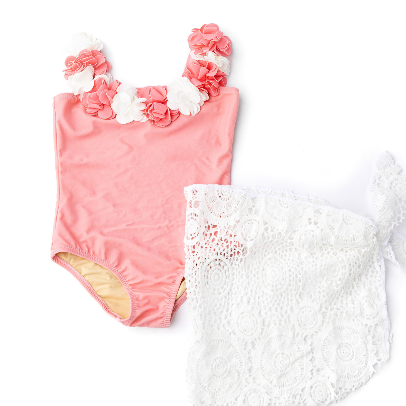 Shade Critters Coral Hula Suit & Skirt Set