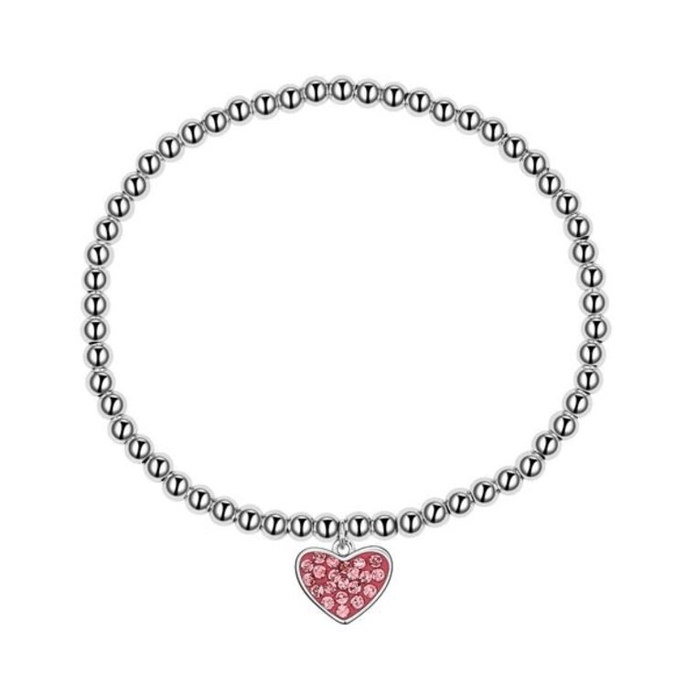 Lily Nily Pink Crystal Heart Beaded Bracelet