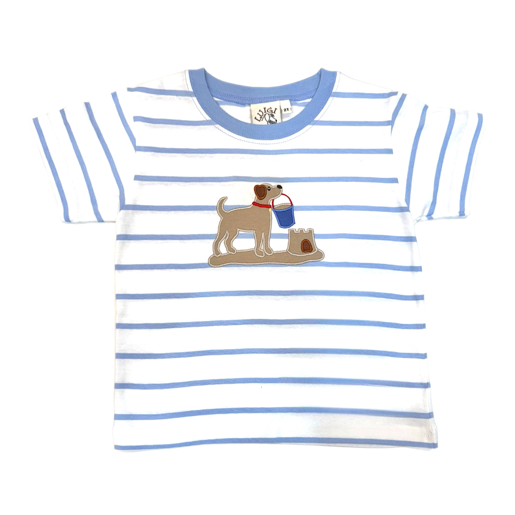 Luigi Kids Blue Stripe Beach Dog SS Shirt