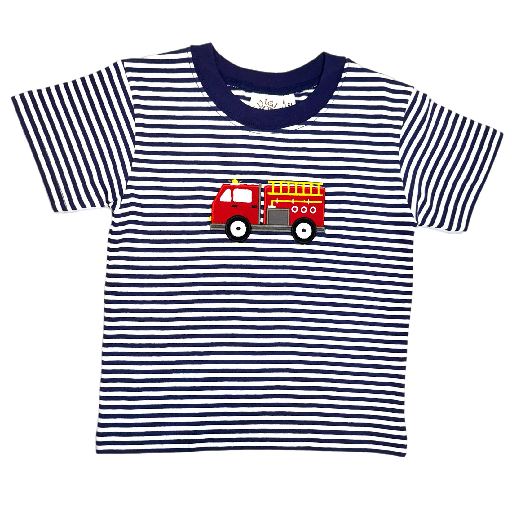 Luigi Kids Blue Stripe Fire Truck SS Shirt