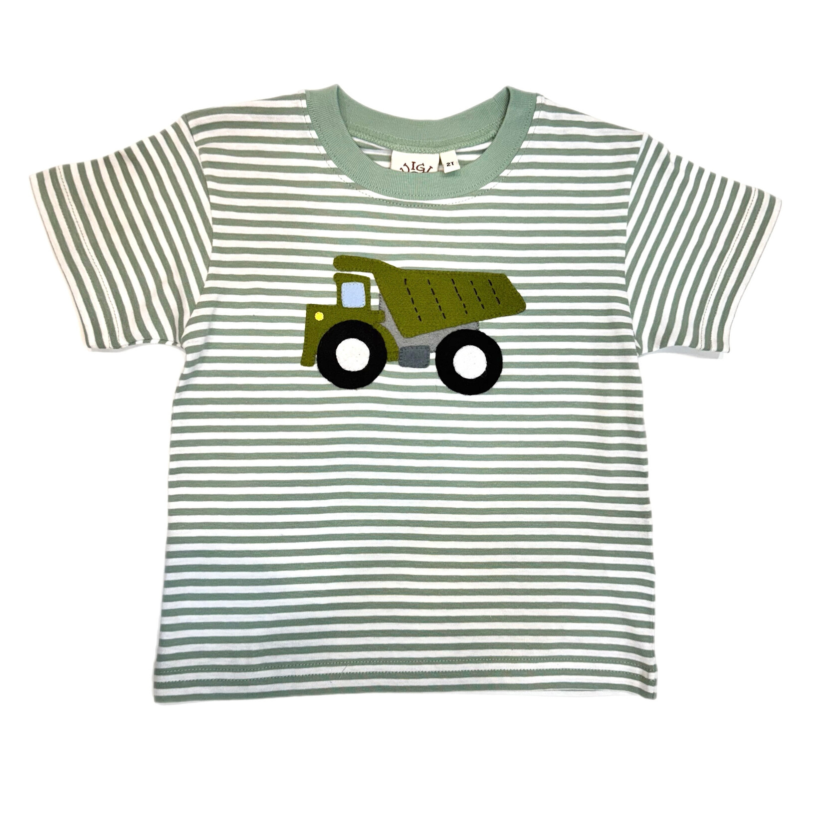 Luigi Kids Green Stripe Dump Truck SS Shirt