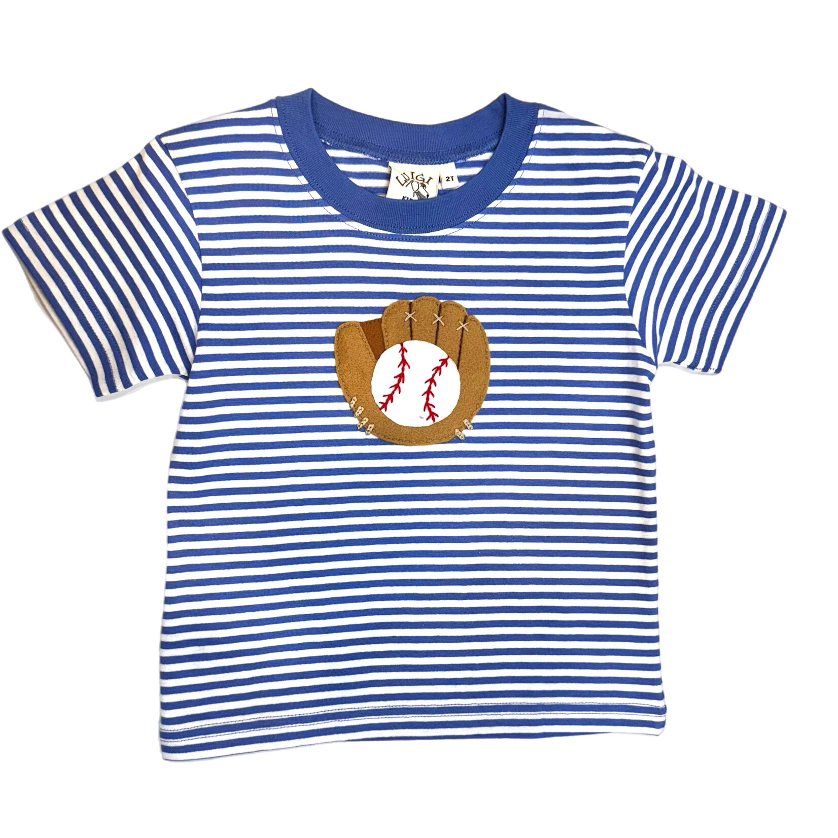 Luigi Kids Blue Stripe Baseball Glove SS Shirt