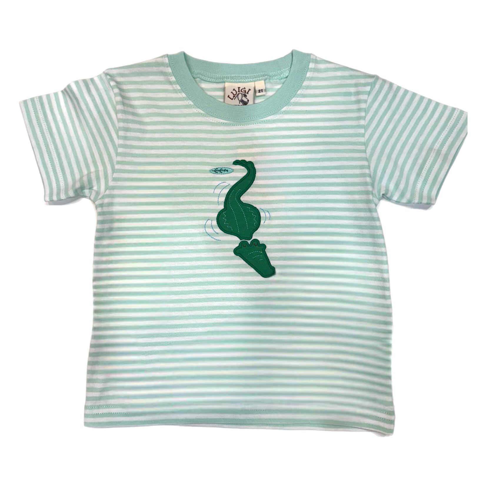 Luigi Kids Lt Green Stripe Alligator SS Shirt