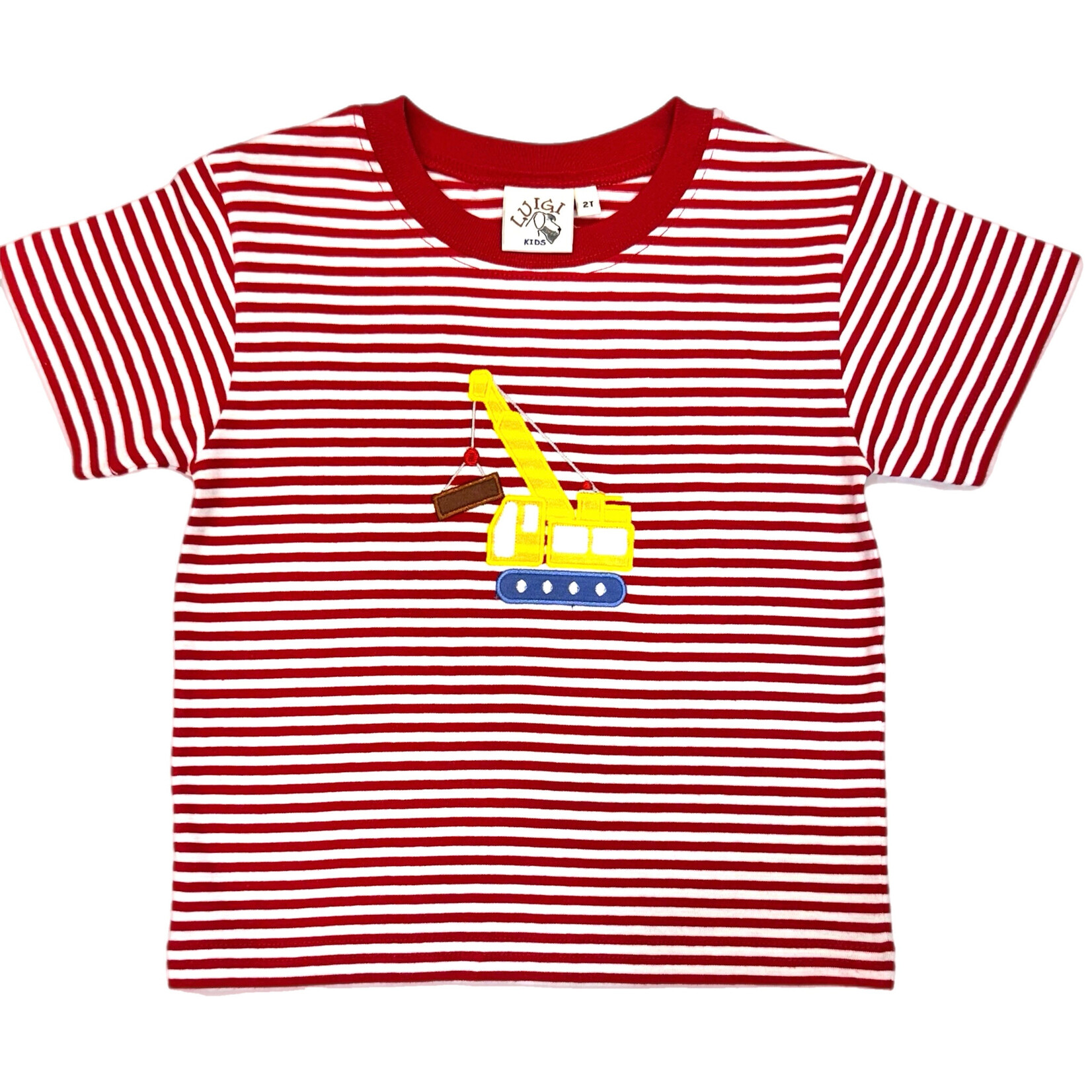 Luigi Kids Red Stripe Crane SS Shirt