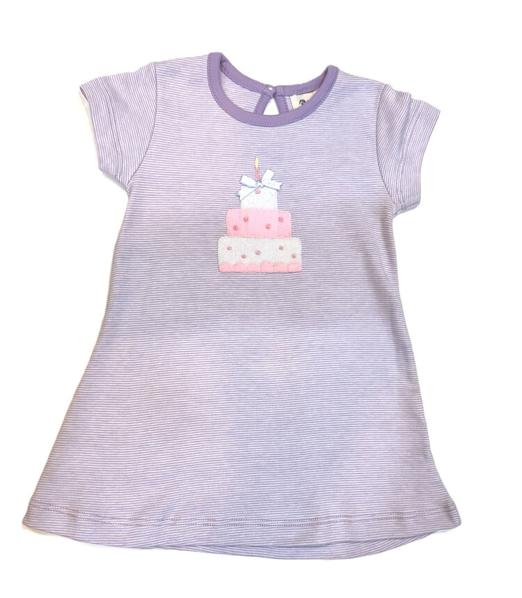 Luigi Kids Lavender Stripe Birthday Cake Dress