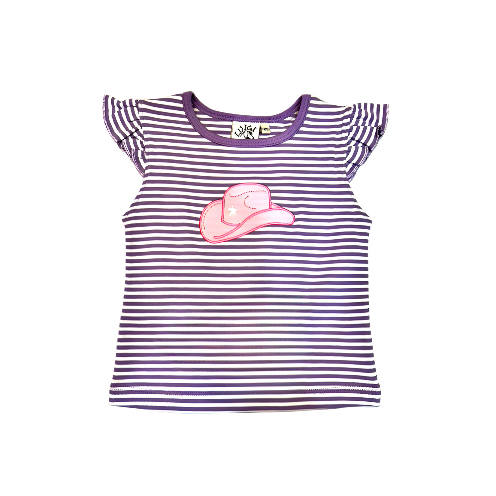 Luigi Kids Lavender Stripe Cowgirl Hat Tee