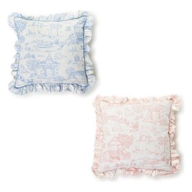 Two's Company BAby Animal Toile Ruffle Pillow
