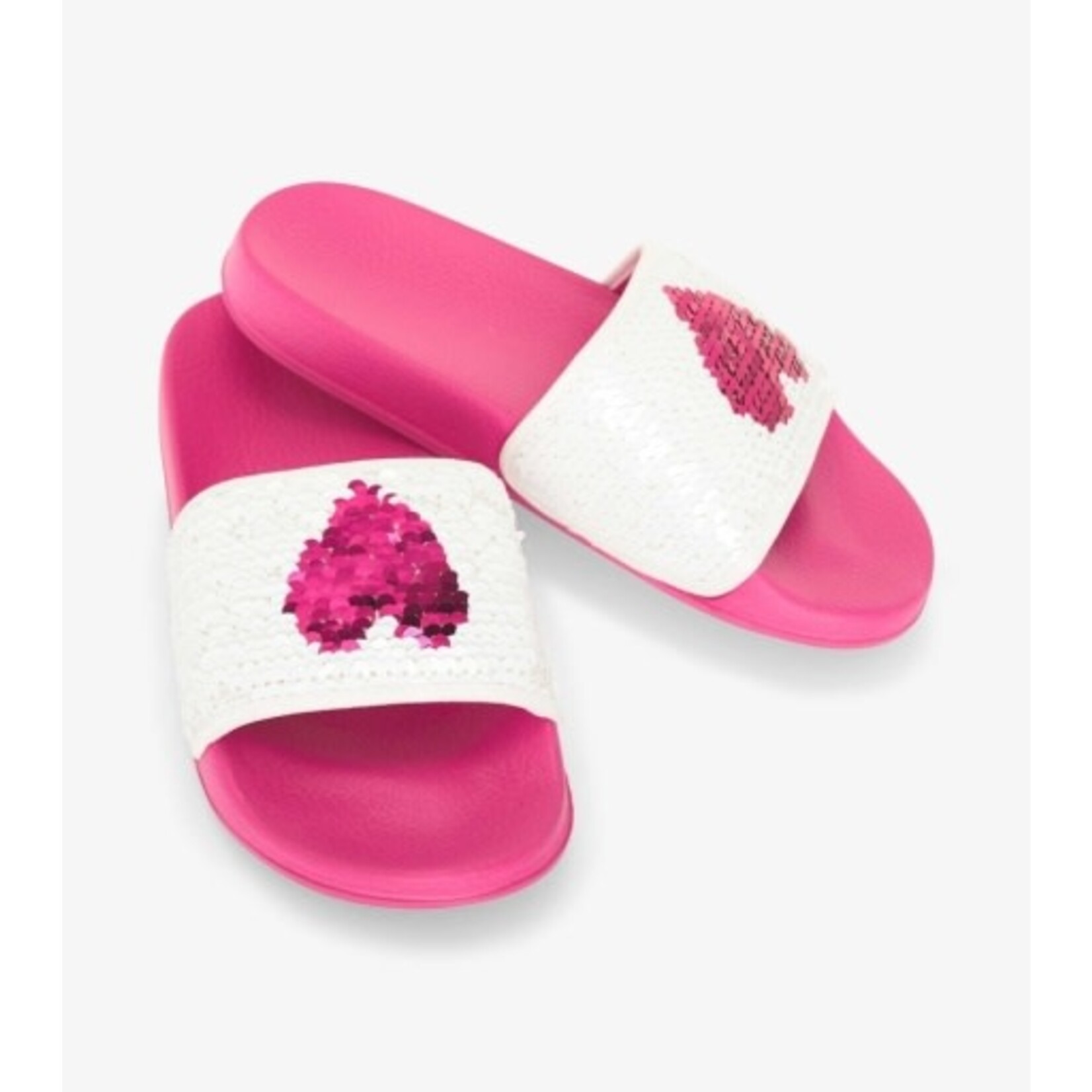 sequin hearts slide on sandals