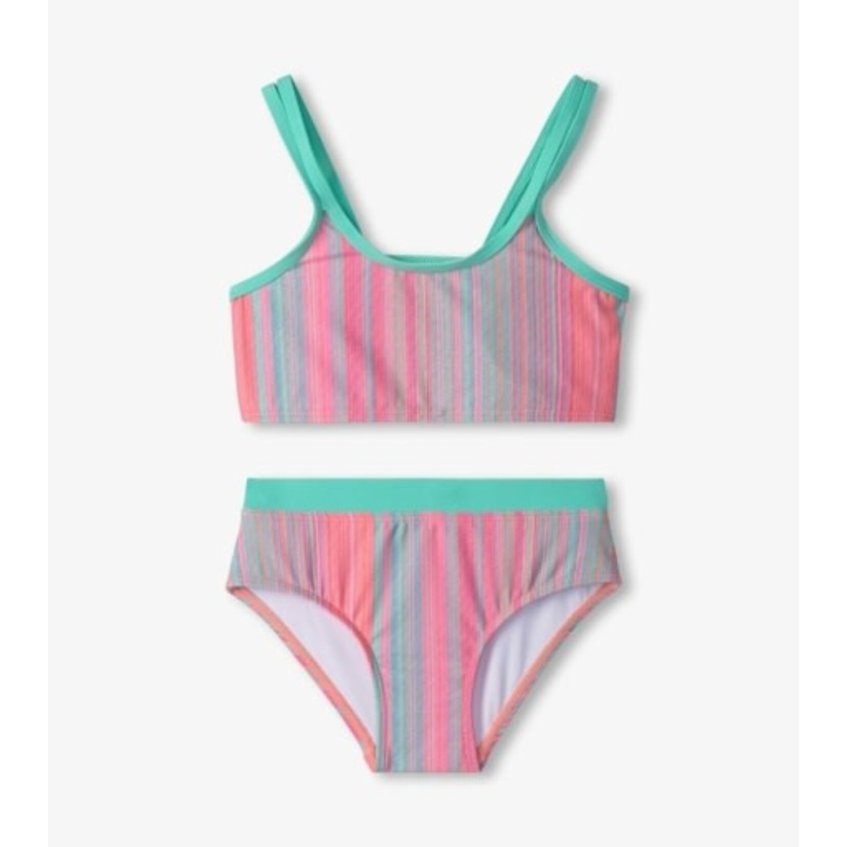 shimmer stripe contrast trim bikini