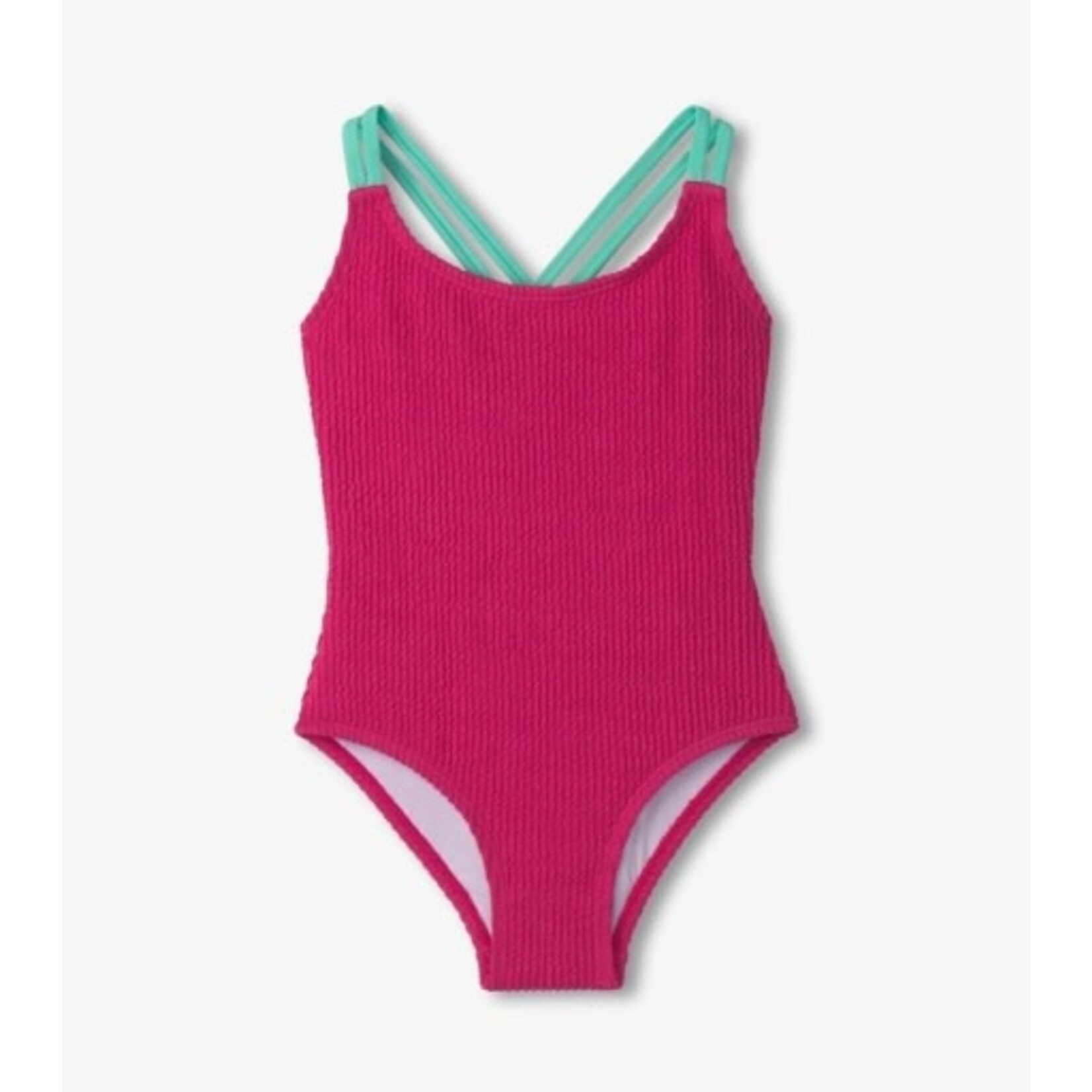 fuchsia purple cross strap swimsuit