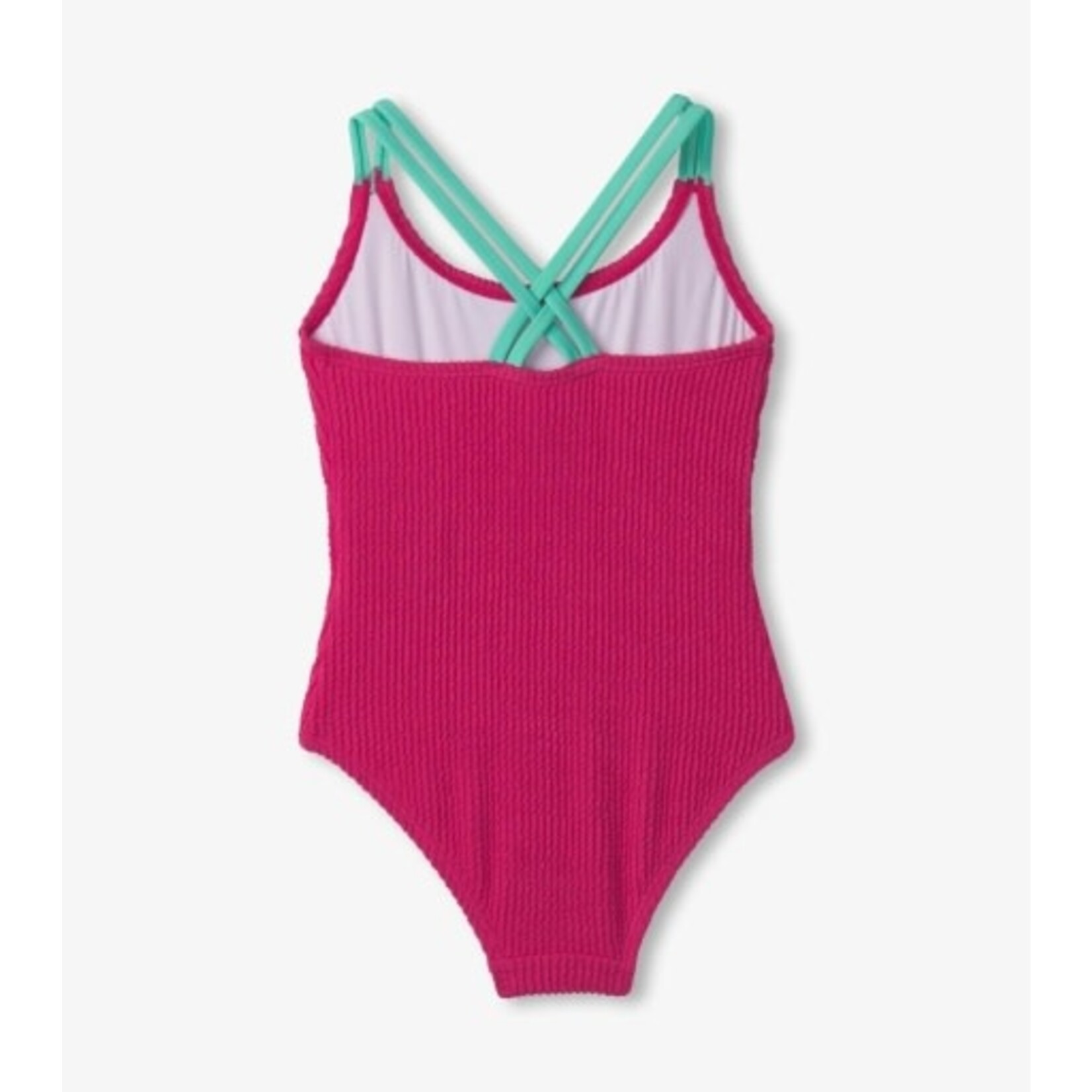fuchsia purple cross strap swimsuit