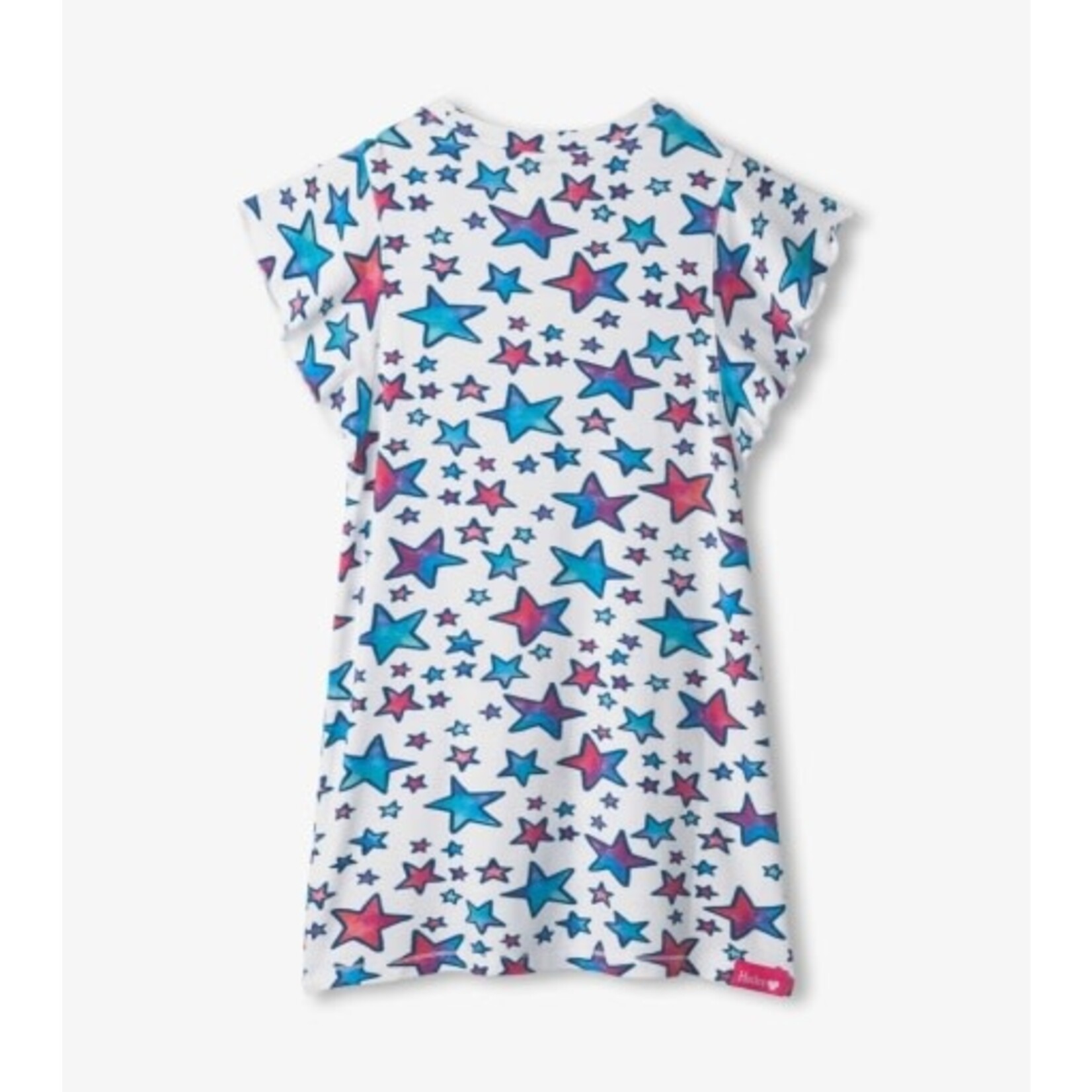 doodle stars ruffle sleeve dress