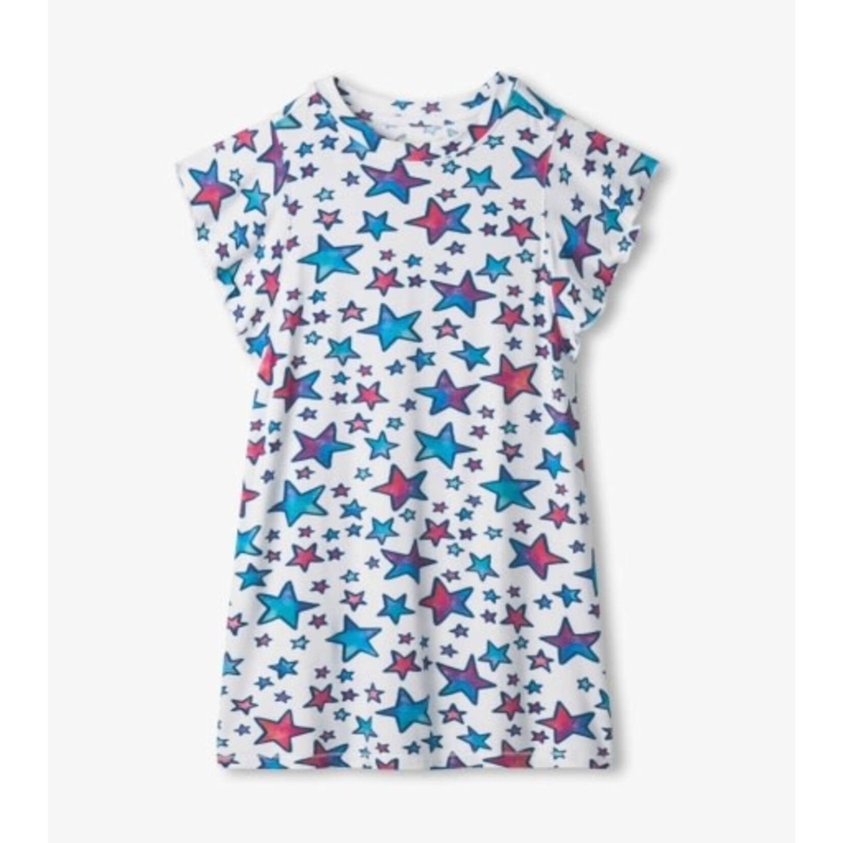 doodle stars ruffle sleeve dress