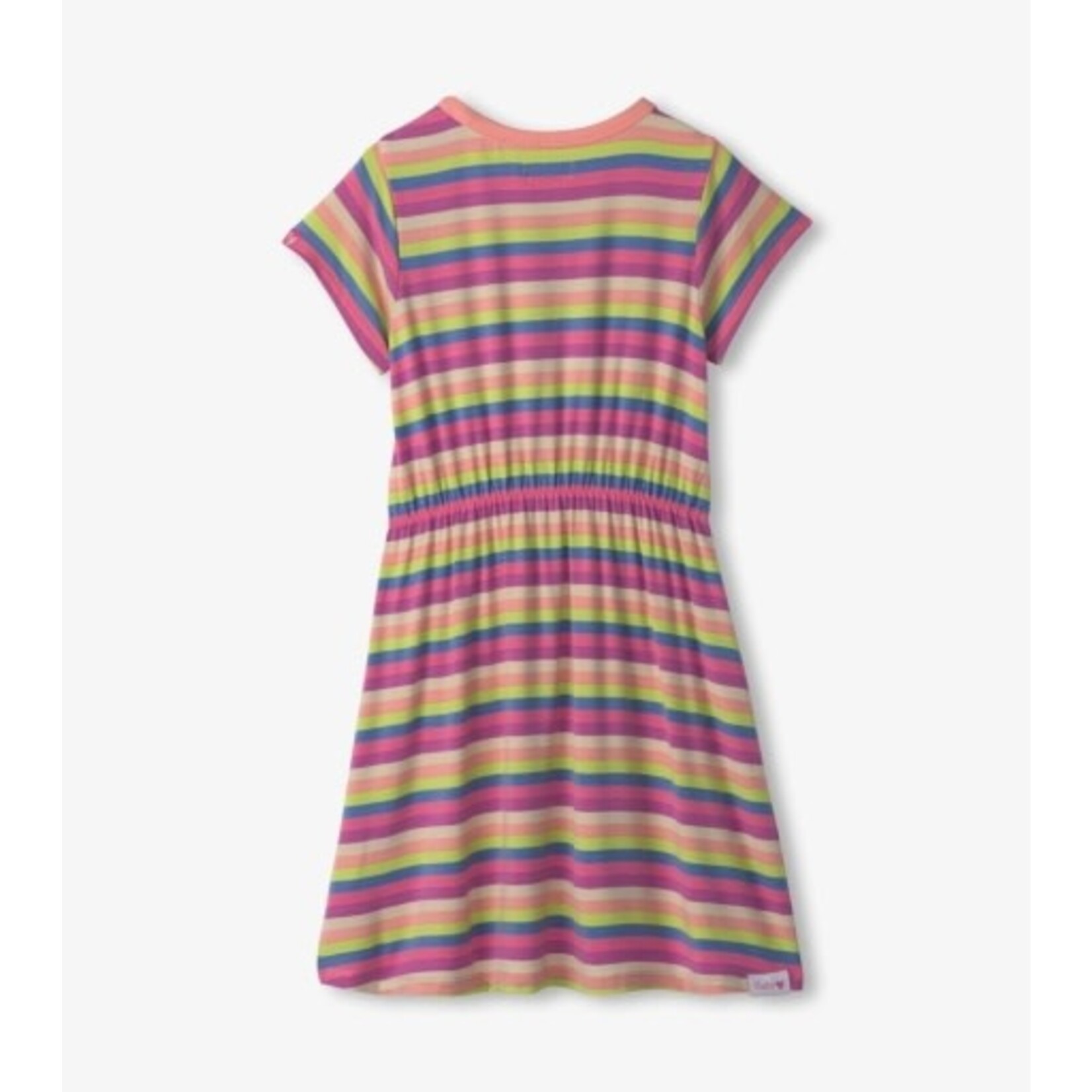 soft stripes high-low hem dress