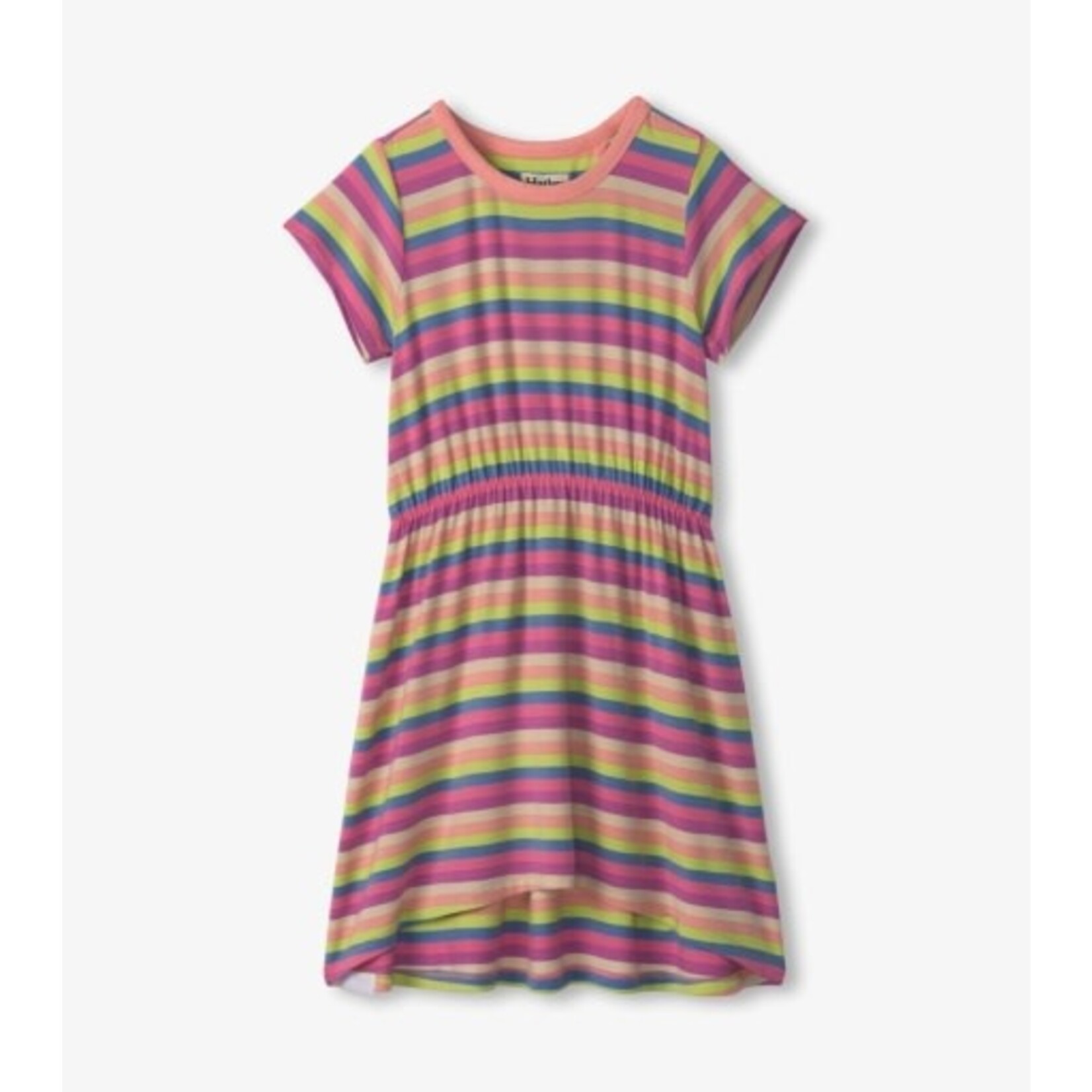 soft stripes high-low hem dress