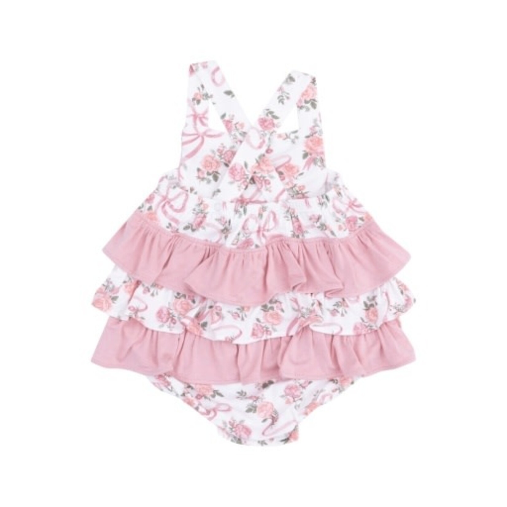 Angel Dear Ribbons and Flowers Ruffle Sunsuit