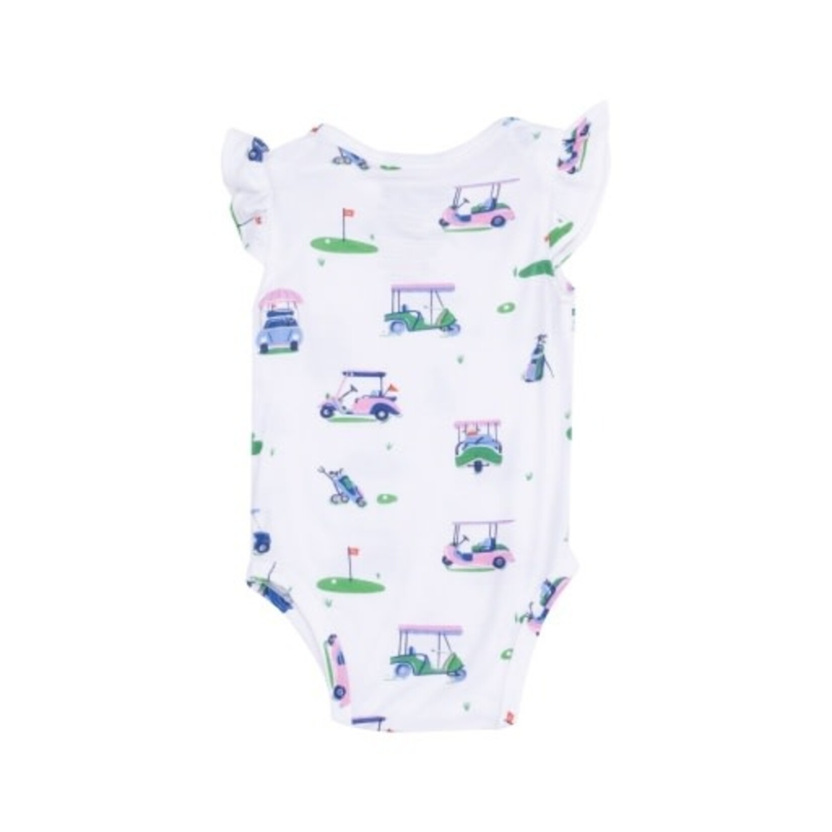 Angel Dear Vintage Golf Carts Pink Ruffle Slv Bodysuit