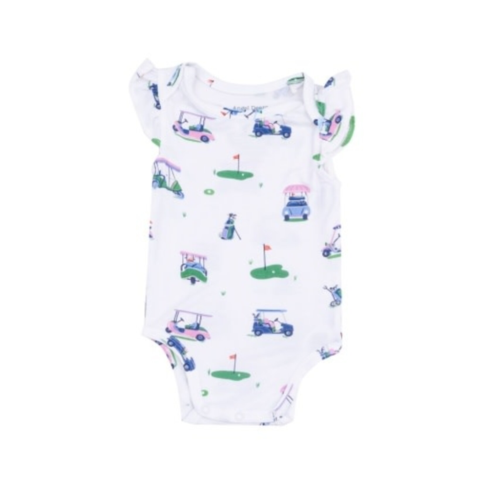 Angel Dear Vintage Golf Carts Pink Ruffle Slv Bodysuit