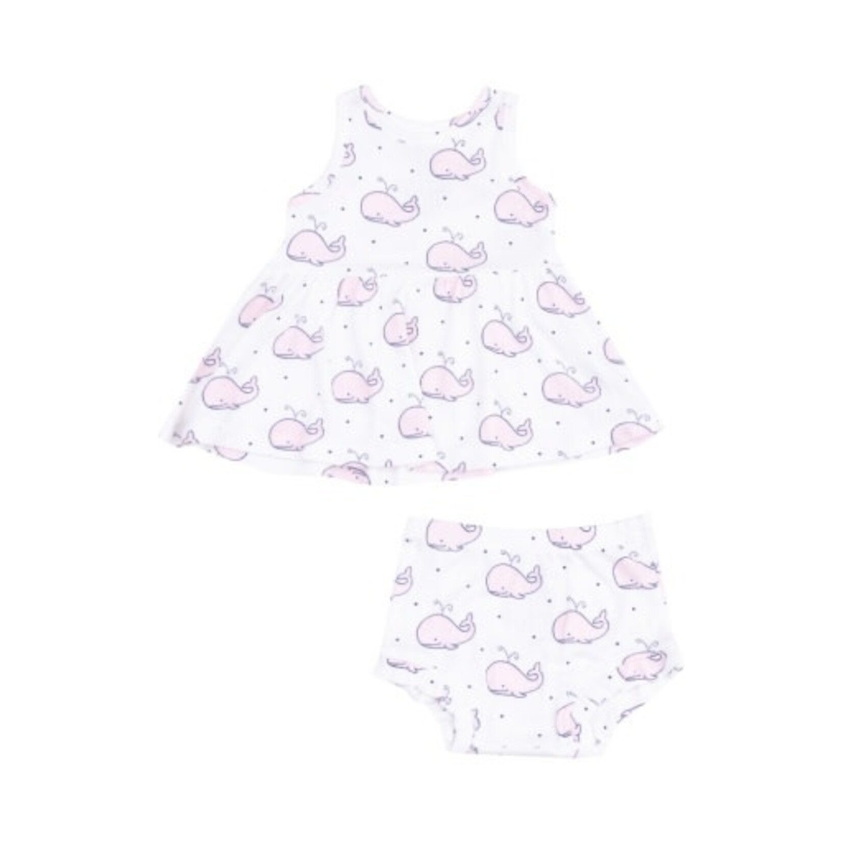 Angel Dear Bubbly Whale Pink Ribbed Peplum Tank & Ruffle Bloomer