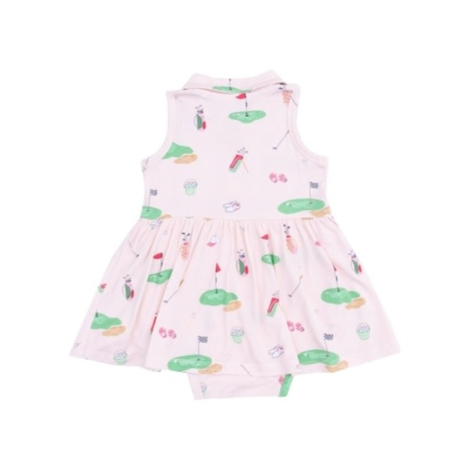 Angel Dear Golf Things Pink Polo Collar Bodysuit Dress